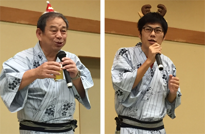 <左>タイトシマから会長も参加してくれました <右>社長